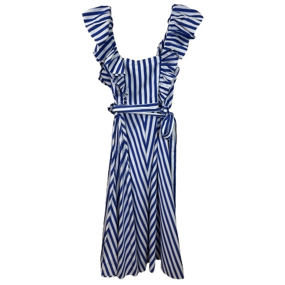Polo Ralph Lauren, NWT Women’s ‘Avlne’ Stripe Midi Wrap Dress Blue/White, Size 6 - Picture 3 of 8